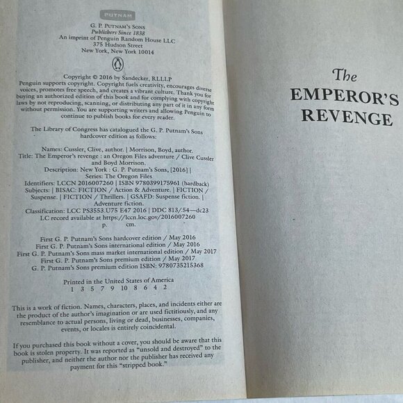 Oregon Files The Emperor's Revenge by Boyd Morrison and Clive Cussler Paperback - Picture 3 of 6